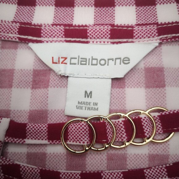 Liz Claiborne Ladies Size Medium Dark Pink & White Checkered Sleeveless Tank Top - Picture 3 of 7